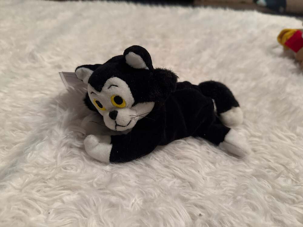 Vintage Disney Store Mini Bean Bag Figaro 8" Cat Plush Pinocchio